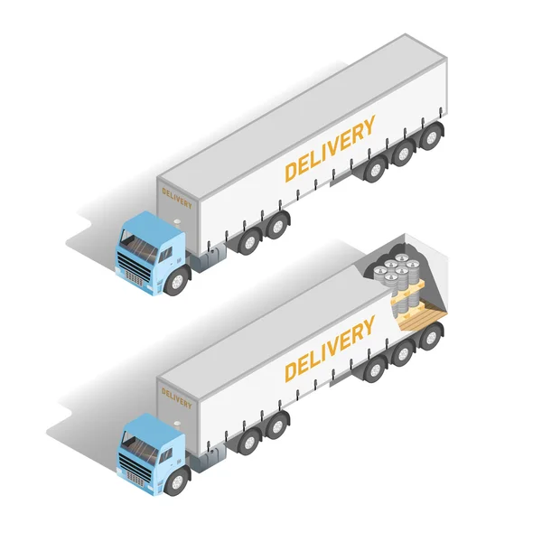 Isométrico camión conjunto dentro y fuera. Vector — Archivo Imágenes Vectoriales