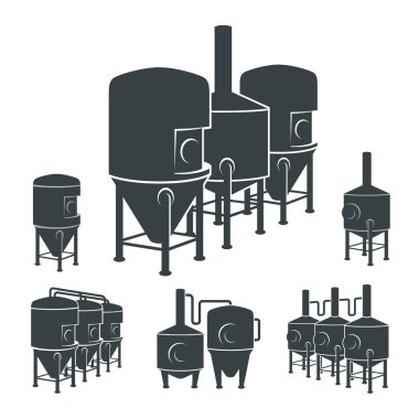 Set - beer brewery elements, icons, logos. Vector clipart