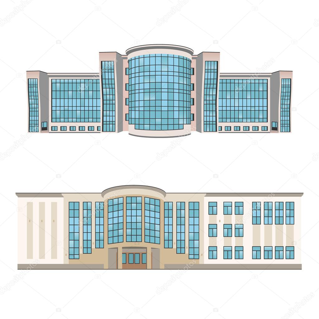 Set of two vector shopping centers or hotels