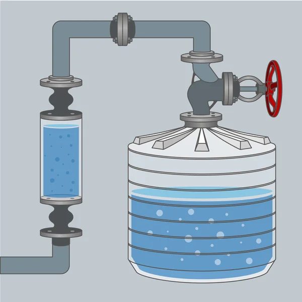 Schema con serbatoio dell'acqua e tubi. Vettore — Vettoriale Stock