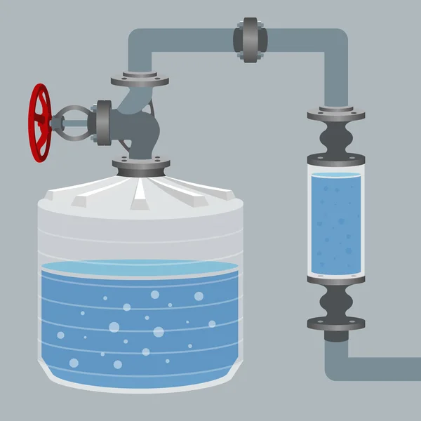 Scheme with water tank and pipes. Vector — Stock Illustration Scheme with water tank and pipes. Vector Royalty Free Stock Illustrations