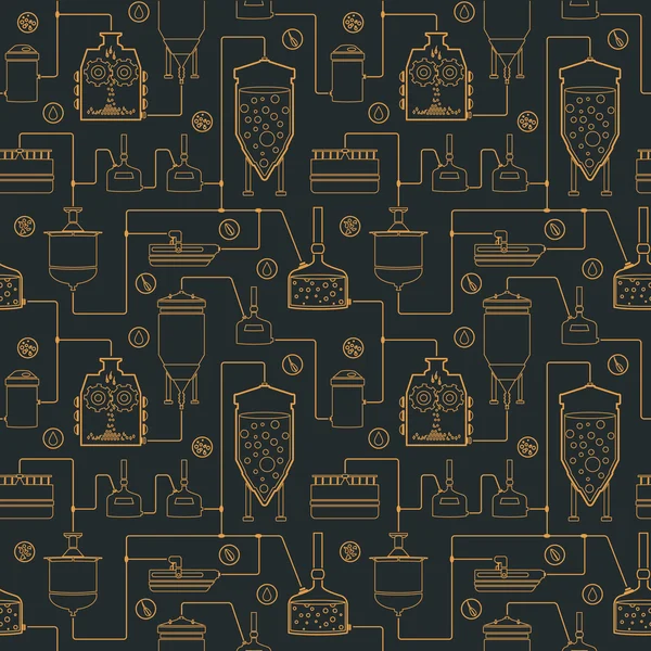 Fondo sin costuras con proceso de elaboración de cerveza — Vector de stock