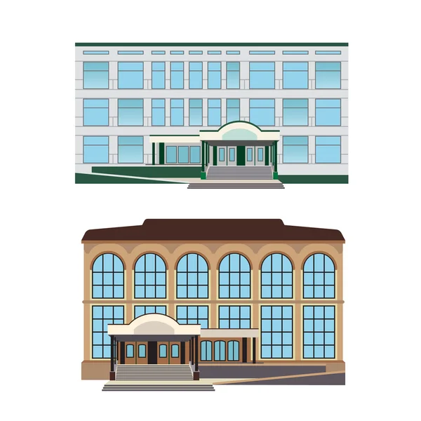 Комплект - две векторные иллюстрации современных зданий — стоковый вектор
