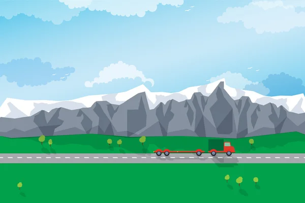 Winding road through a mountain landscape. Vector — Stock Vector
