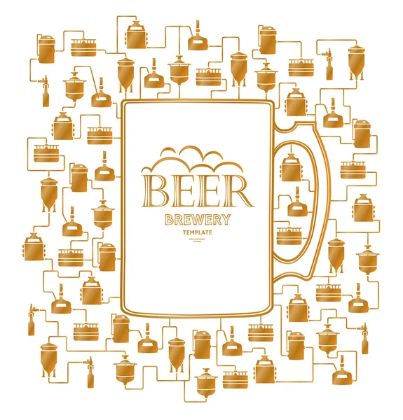 Kaartsjabloon met bier brouwerij element. Vector — Stockvector