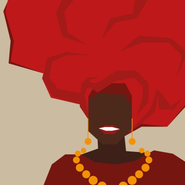 Background with black woman in turban. Vector clipart