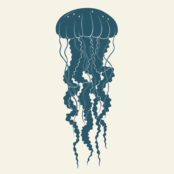 Silhueta de medusas. Modelo para etiquetas. Vetor — Vetor de Stock