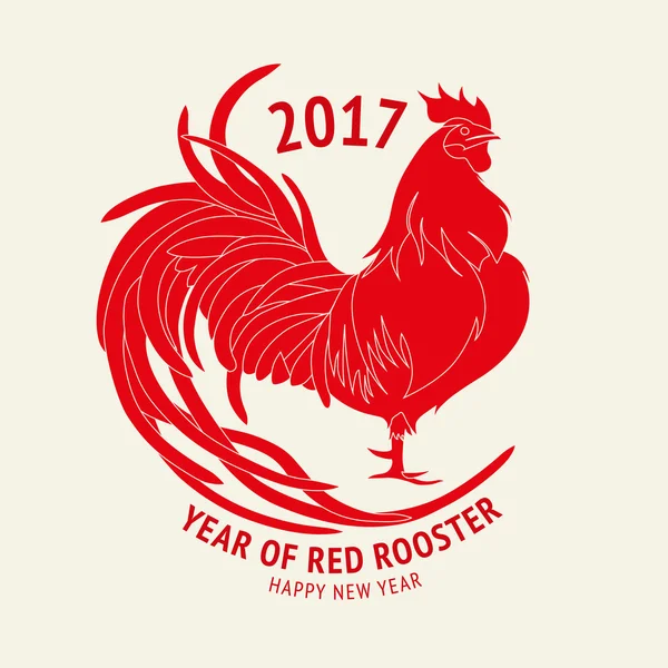Gallo rojo. Feliz año nuevo chino 2017. Vector — Archivo Imágenes Vectoriales