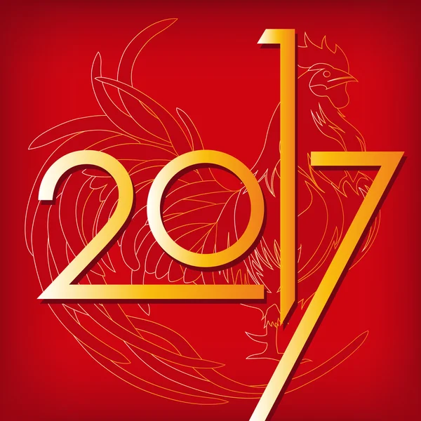 Gallo rojo. Feliz año nuevo chino 2017. Vector — Archivo Imágenes Vectoriales