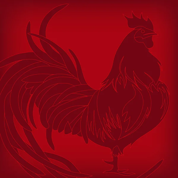 Coq rouge. Bonne année chinoise 2017. Vecteur — Image vectorielle