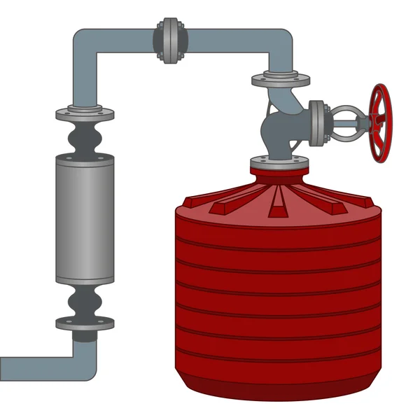 Schema mit Wassertank und Rohren. Vektor — Stockvektor