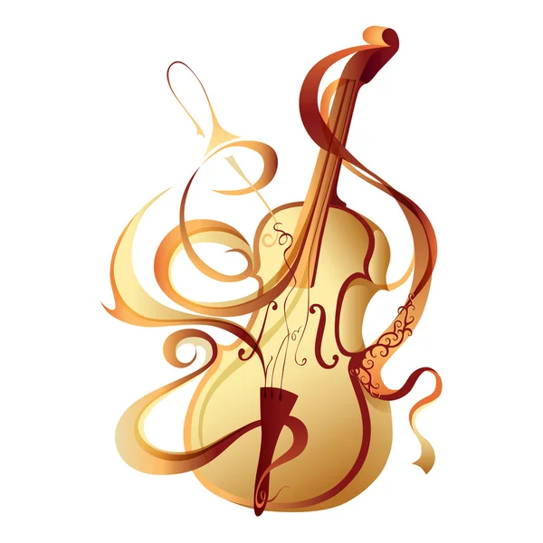 Abstract vector musical instrument gold violin — Stock Vector