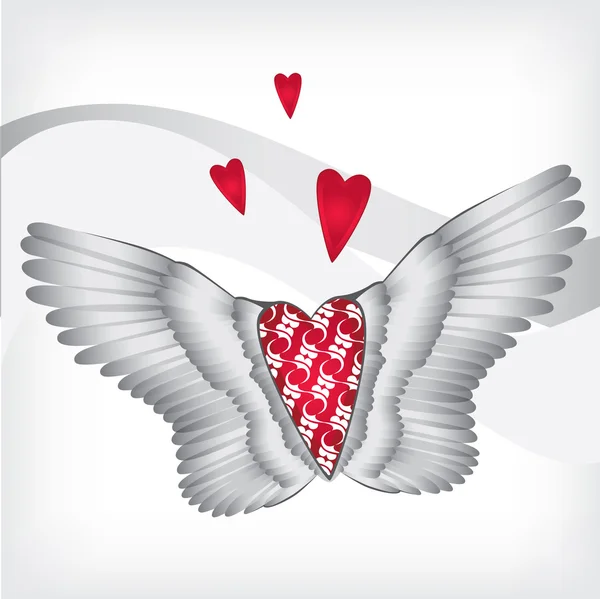 红色带翅膀的心 — 图库矢量图片