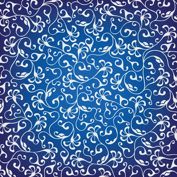 Blumen Vektor Ornament auf blauem Hintergrund — Stockvektor