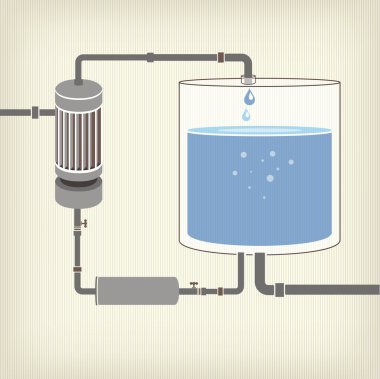 Infographics düzeni bir sıvı, bir su deposu ile