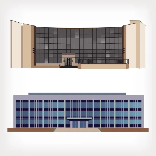 Serie di due illustrazioni vettoriali di edifici moderni — Vettoriale Stock