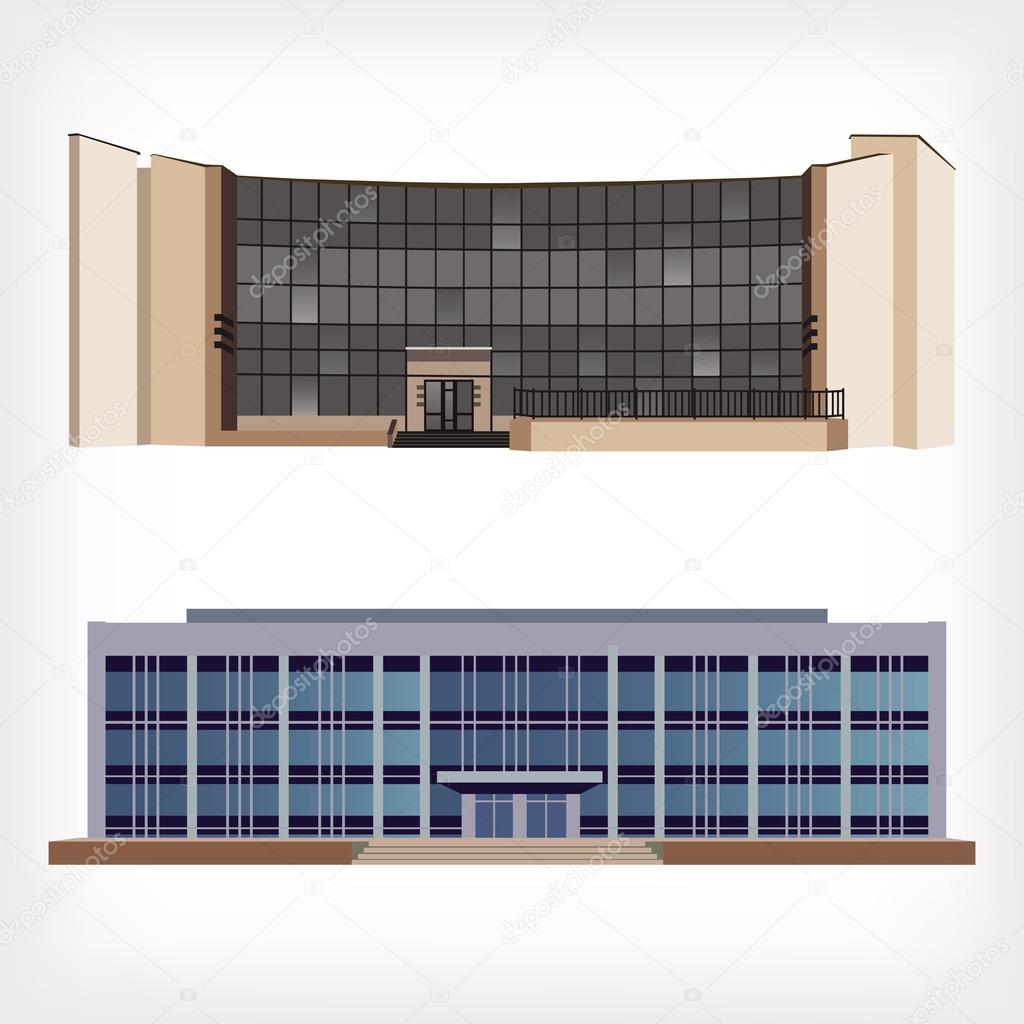 Set of two vector illustration of modern buildings