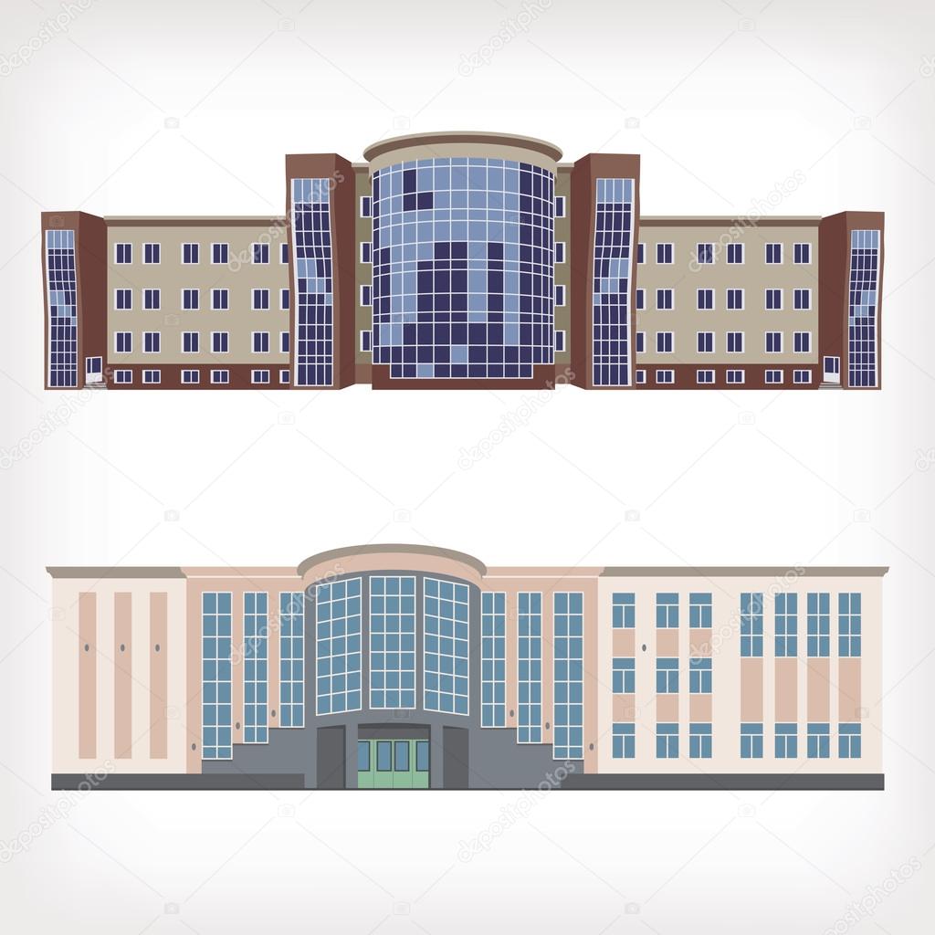 Set of two vector shopping centers or hotels