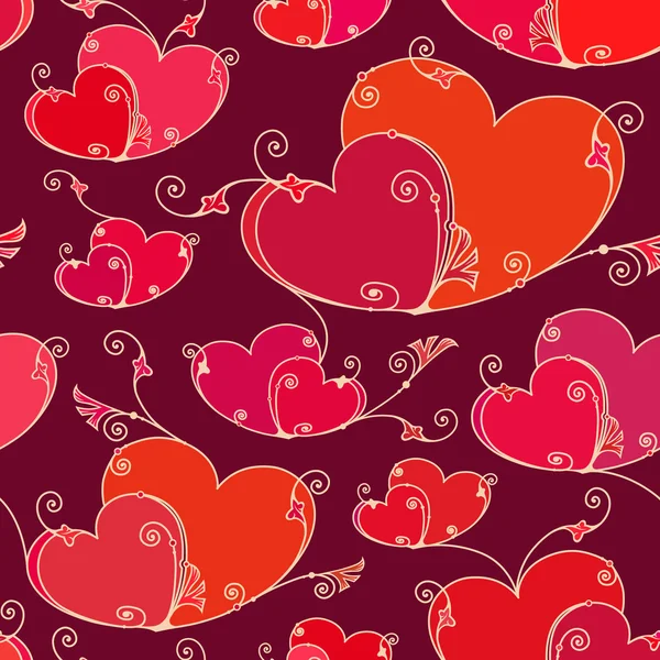 Día de San Valentín fondo sin costuras con corazones — Archivo Imágenes Vectoriales