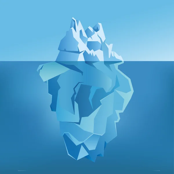 Iceberg sotto e sopra l'acqua. Illustrazione vettoriale — Vettoriale Stock