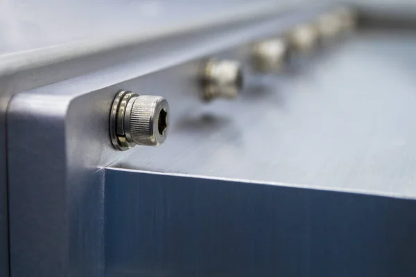 チャンバー真空装置産業機器の一部研究開発研究室の銀色ハイテクの銀色 — ストック写真