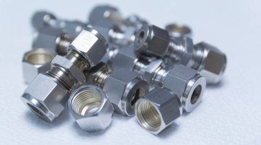Quick connect fittings coupling for assembling compressed air, hydraulics, pneumatics, gases, fuel lines. Lays in a chaotic manner. clipart