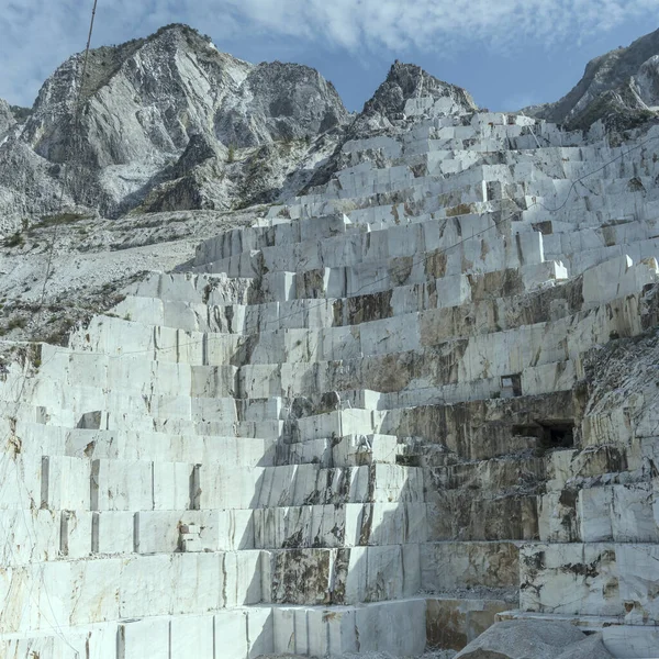 Paysage Avec Des Faces Carrées Verticales Terrasses Carrière Marbre Blanc — Photo