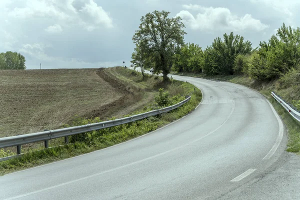 Landscape Historical Consular Road Cassia Bending Mild Hilly Tuscan Landscape — Stock Photo, Image