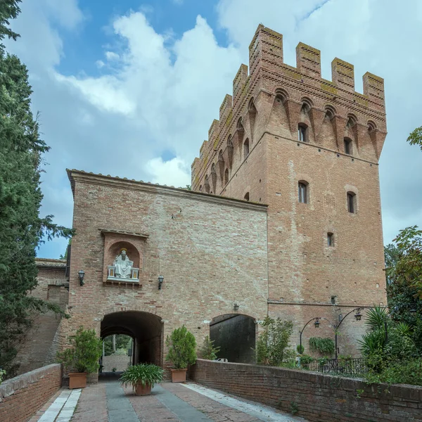 Tarihî Abbey Deki Binanın Tarafındaki Monte Oliveto Maggiore Siena Tuscany — Stok fotoğraf