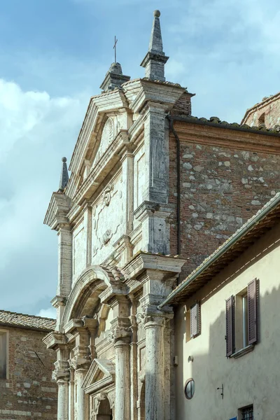 Barokk Dekoráció Santa Lucia Templom Márvány Homlokzatán Történelmi Kisvárosban Fényes — Stock Fotó