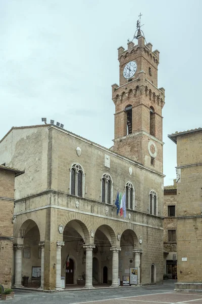 Pienza Italie Septembre 2020 Paysage Urbain Avec Hôtel Ville Palais — Photo