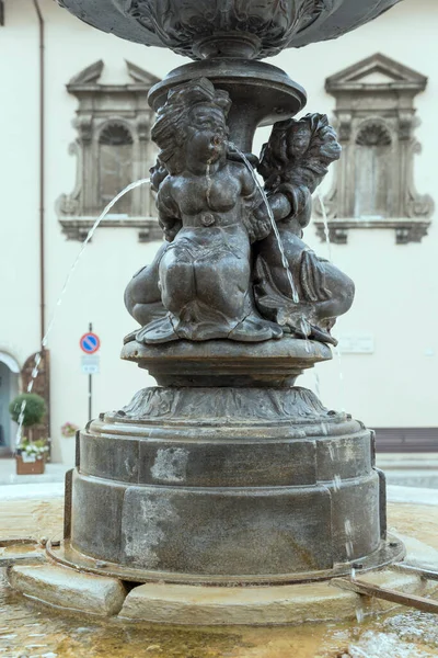 Détail Des Rafales Des Statues Bronze Fontaine Place Hôtel Ville — Photo