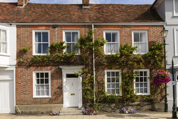 Vinstockar täckta gamla tegelhus, henley på thames — Stockfoto