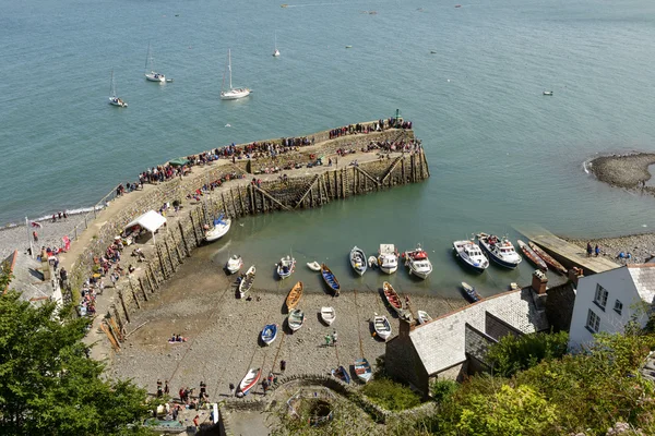 Vista aérea del puerto antes de que comience la regata, Clovelly — Foto de Stock