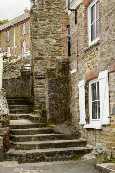 Кам'яні будинки на Polruan, Cornwall — стокове фото