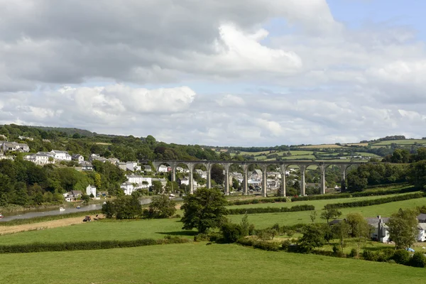 Ponte ferroviária sobre Tamar em Calstock, Cornwall — Fotografia de Stock