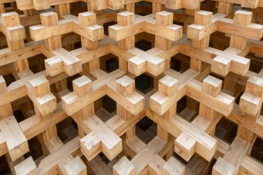  texture of wood joints at Japan pavilion , EXPO 2015 Milan
