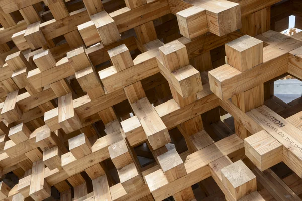 Wood joints at Japan pavilion , EXPO 2015 Milan — Stock Photo, Image