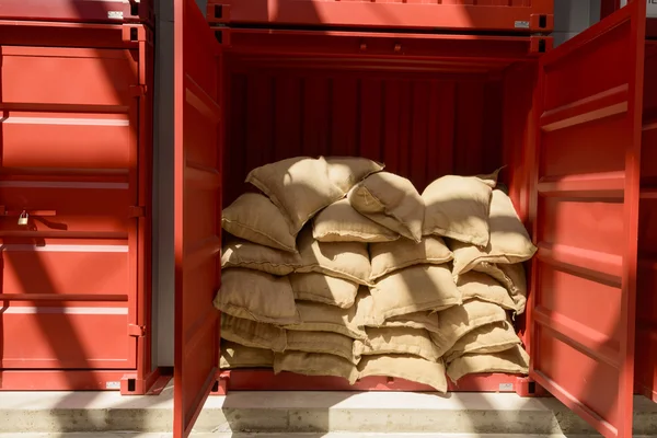 Coffee sacks at coffee cluster, EXPO 2015 Milan — Stock Photo, Image