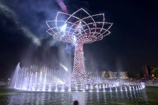 Light show at Tree of Life 19, EXPO 2015 Milan Ліцензійні Стокові Зображення