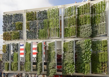 rotating panels on vegetable side of USA pavilion , EXPO 2015 Mi