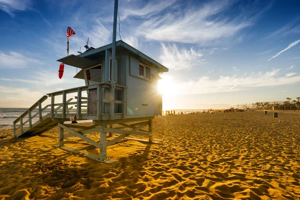 Pláž při západu slunce v Los Angeles, Usa — Stock fotografie