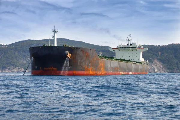 Commercial cargo ship on ocean — Stock Photo, Image