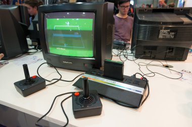 Vintage video games at Games Week in Milan clipart