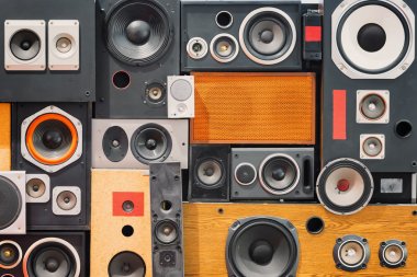 wall of retro vintage style Music sound speakers  clipart