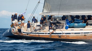 PORTO CERVO - 8 SEPTEMBER: Maxi Yacht Rolex Cup sail boat race, on September 9 2015 in Porto Cervo, Italy clipart