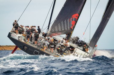 PORTO CERVO - 9 SEPTEMBER: Maxi Yacht Rolex Cup sail boat race, on September 9 2015 in Porto Cervo, Italy clipart