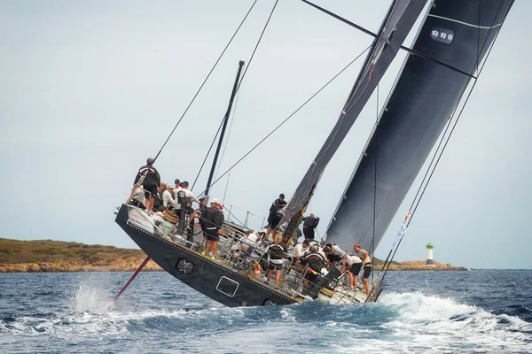 PORTO CERVO - 9 SEPTEMBER: Maxi Yacht Rolex Cup sail boat race, on September 9 2015 in Porto Cervo, Italy — Stock Photo, Image