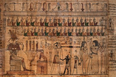 antique hieroglyphs on Egyptian papyrus clipart