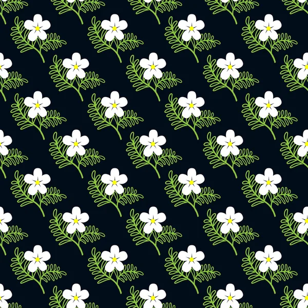 Modèle sans couture avec des fleurs et des feuilles sur fond sombre — Image vectorielle